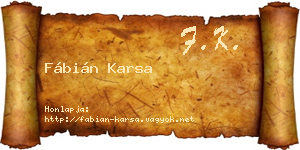 Fábián Karsa névjegykártya